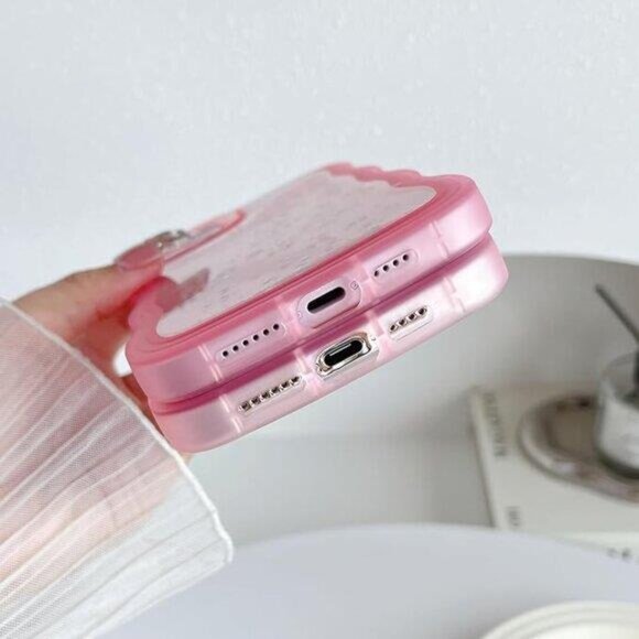 Iphone 16 16 Pro 16 Pro Max Cute Trendy Kawaii Glitter Case with Wrist Strap - Picture 5 of 5